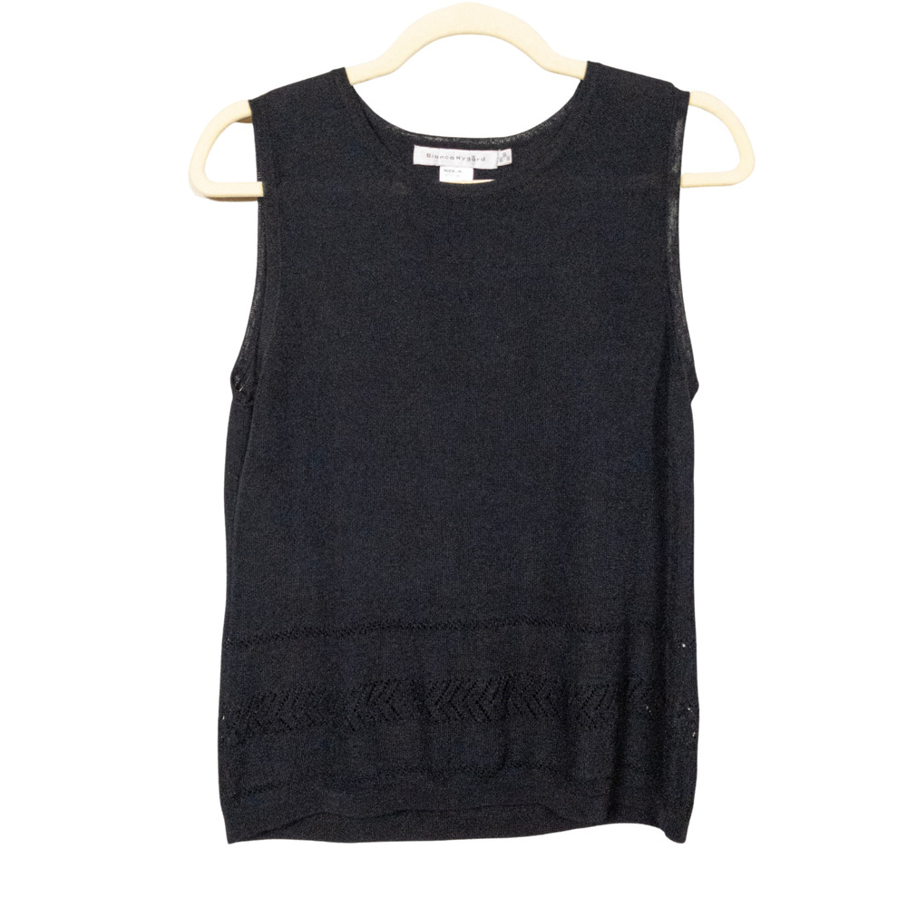 BIANCA NYGARD Black Sleeveless Knit Tank Top Eyelet Detail Women's Small 6-8